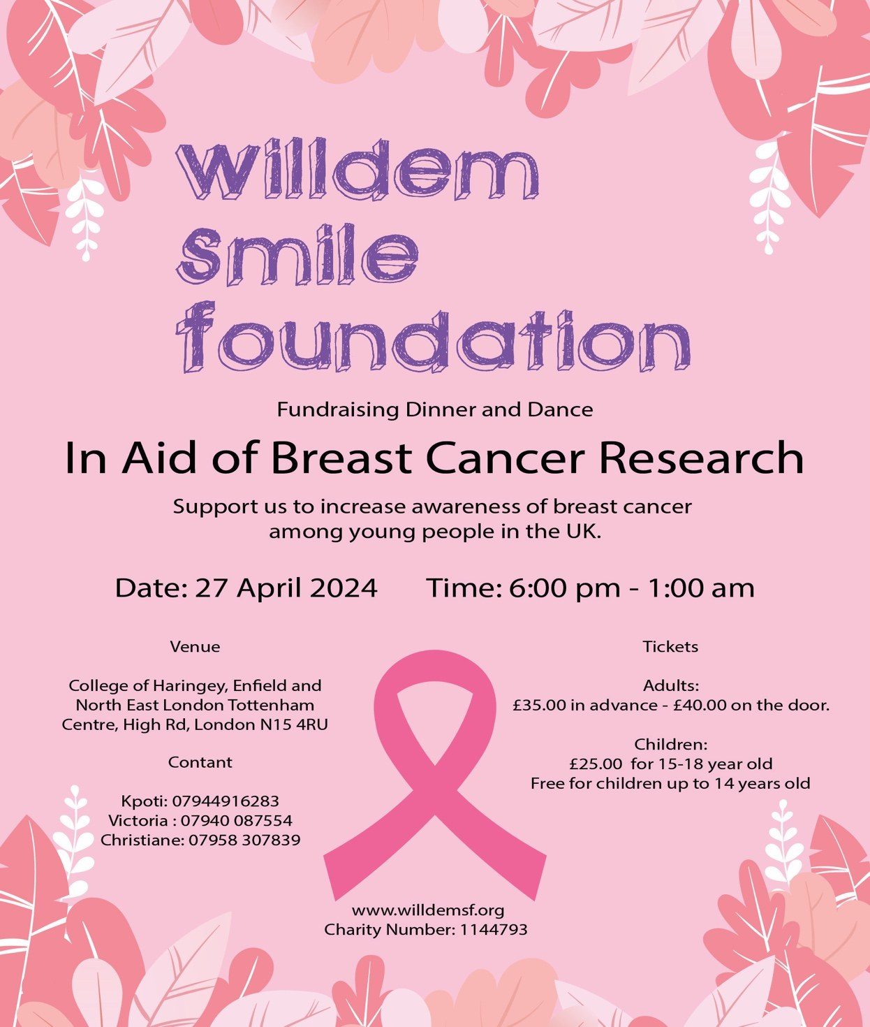 Willdem Smile Foundation, Event Saturday 27 April 2024